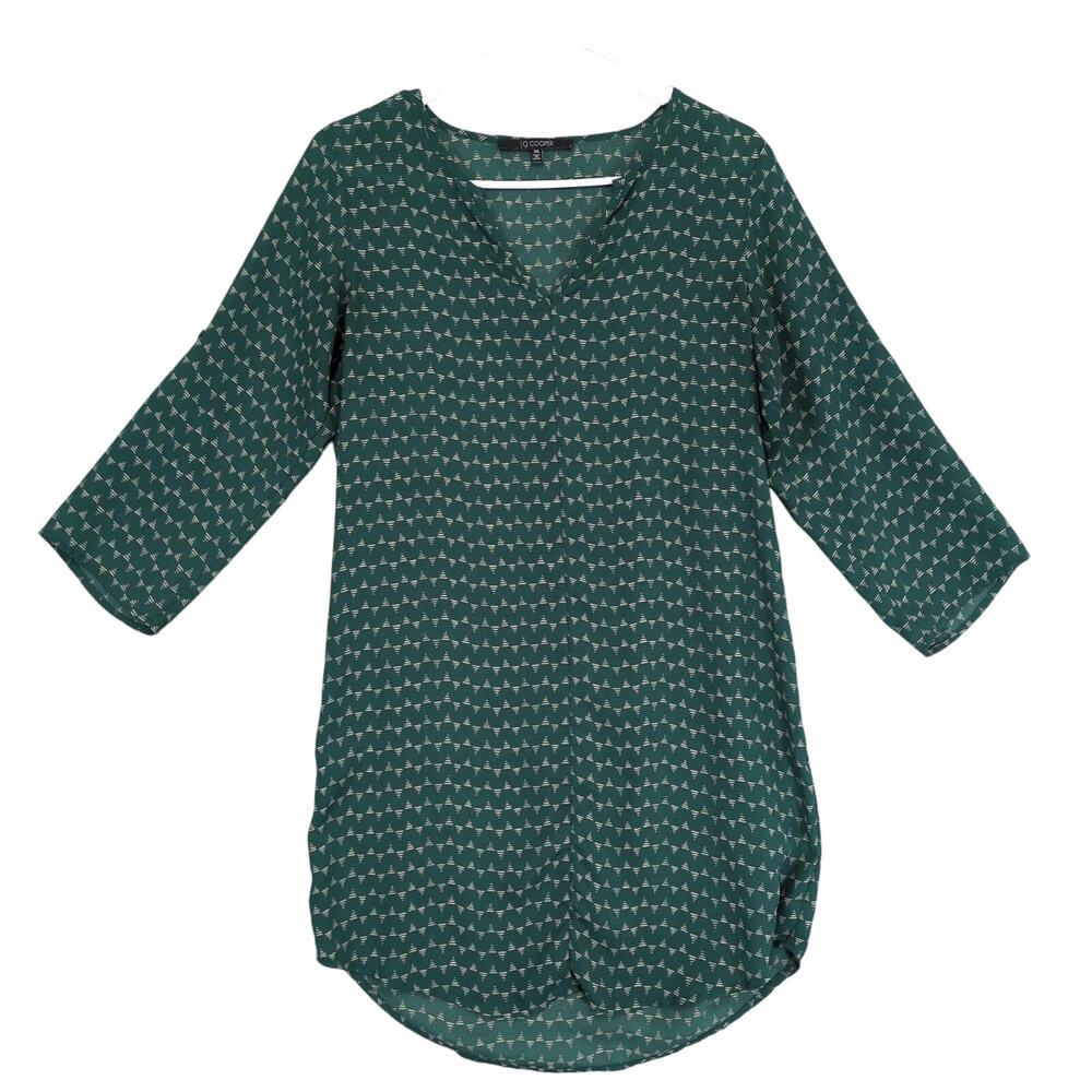 19 Cooper Women's XS Green Geometric Shift Knee-Length Dress Lagenlook Career